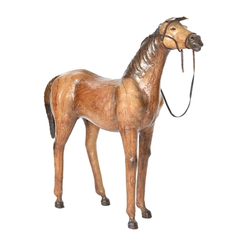 926 - A Victorian leather clad model of a horse, 95cm h