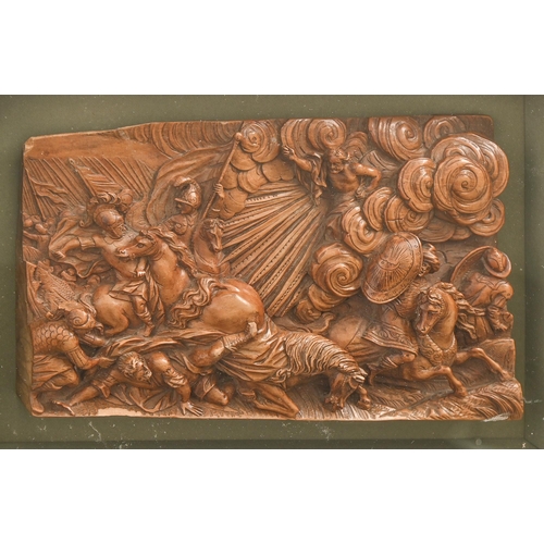 954 - A South German Baroque boxwood panel, c. 1680-1720, probably from a table casket, boldly c... 