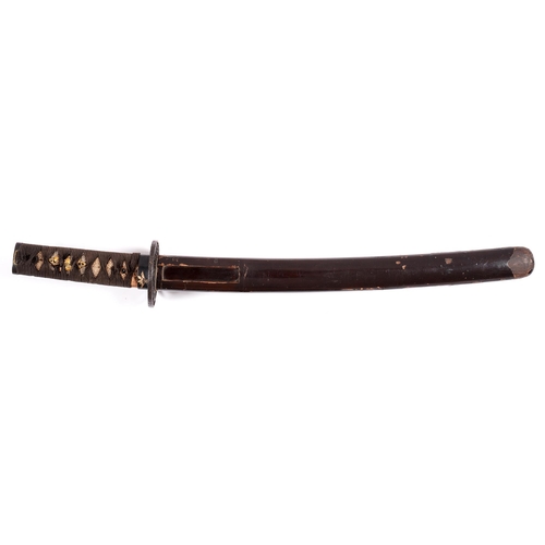 993 - A Shinto ko- Wakizashi in Koshirae.

Sugata:  Shinogi-Zukuri Iori-mune with shallow tori-zori
Nagasa... 