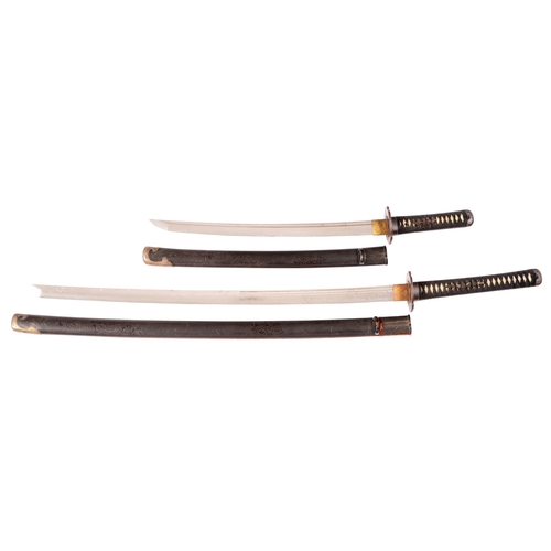 995 - A Daisho

Dai- A substantial Katana
Sugata:  Shinogi-Zukuri Iori-mune with shallow tori-zori. The bl... 