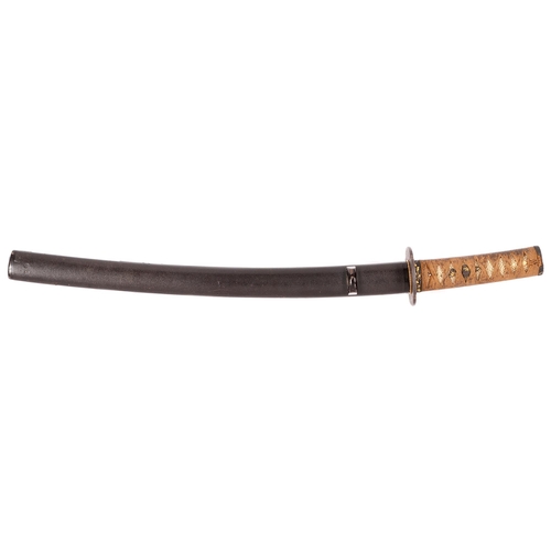 999 - A Shinto Wakizashi in Koshirae

Sugata:  Shinogi-Zukuri Iori-mune with shallow tori-zori
Nagasa: 38.... 