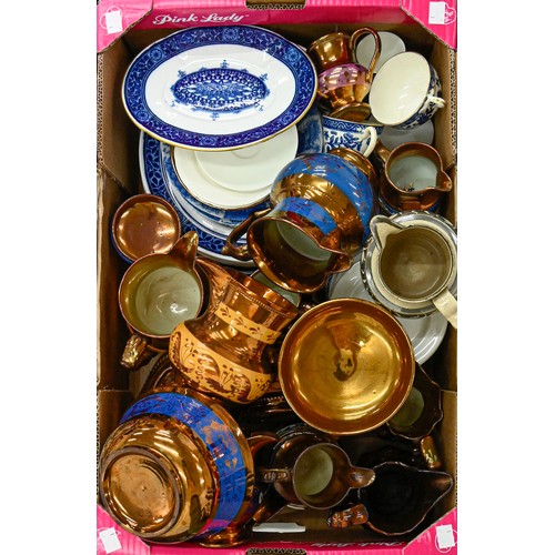 1394 - Miscellaneous ceramics, to include 19th c English copper lustre and teaware