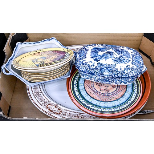 1448 - Miscellaneous ceramics, including late Victorian meat plates, etc