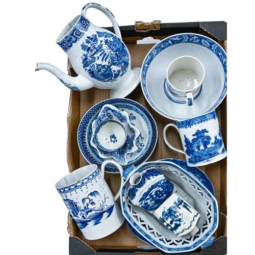 1471 - Miscellaneous blue and white ceramics, including coffee pot, mugs, tea cannisters, etc... 