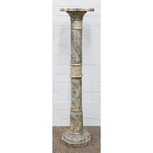 1453 - A marble pedestal, on turned column, 97cm h