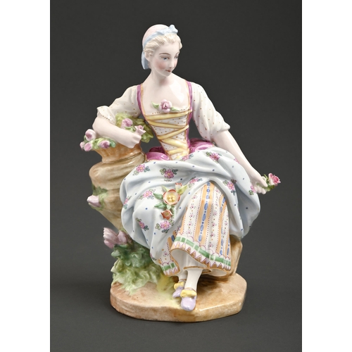 836 - A German porcelain figure of a flower gatherer, late 19th c, 21cm h