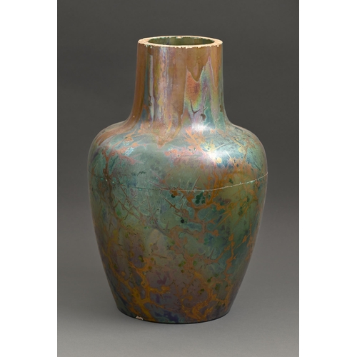 842 - Clement Massier. A lustre ware vase, c1900, of shouldered form, painted with berried thorns in predo... 