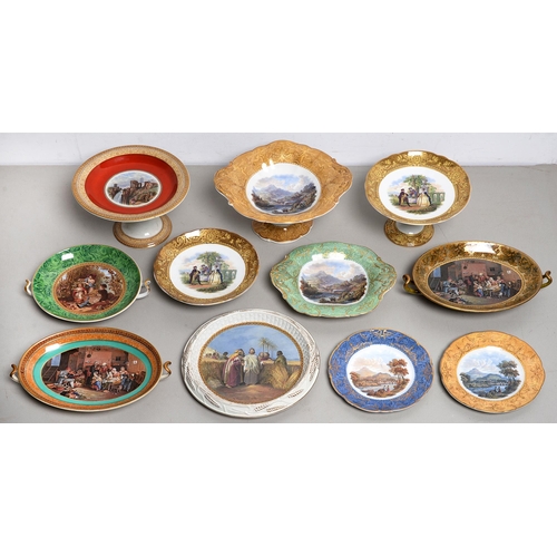 845 - Eleven F & R Pratt colour printed earthenware comports, stands and dishes, c1860... 