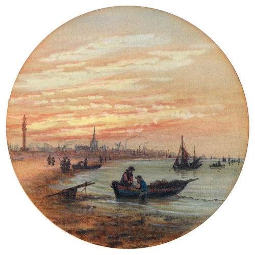 1107 - English School, 19th century - Scarborough, Yarmouth, Tynemouth; Sunset near Whitby, a set of four, ... 