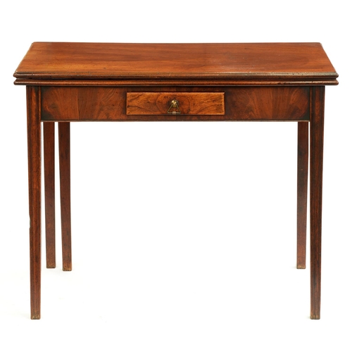 1201 - A George III mahogany tea table, with moulded lip, on moulded legs, 75cm h; 45 x 91cm... 