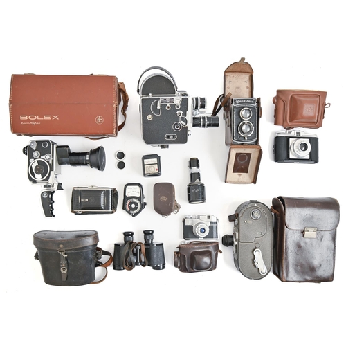 1000 - Still and Cine cameras and equipment.   A small collection, to include Rollicord twin lens reflex, K... 