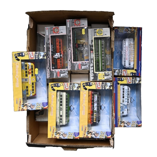 1022 - Diecast Vehicles.  An extensive collection of boxed large scale Corgi buses and trams (4 boxes)... 