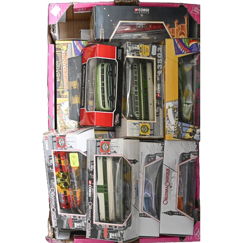 1022 - Diecast Vehicles.  An extensive collection of boxed large scale Corgi buses and trams (4 boxes)... 