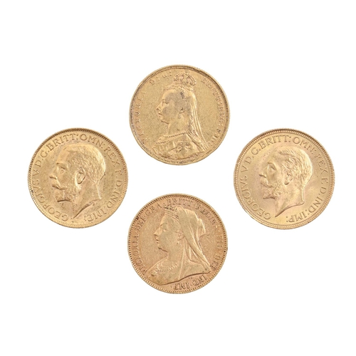 108A - Gold Cons.  Sovereigns 1890, 1900, 1912, 1930SA (4)