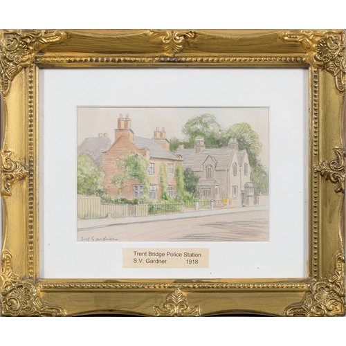 1113 - Sidney Valentine Gardener (1869-1957) - Trent Bridge Police Station, signed, titled label dated 1918... 