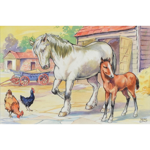 1127 - Rene Cloke (1904-1995) - Farmyard Scenes - Original Illustrations, three, all signed, pen, ink, wate... 