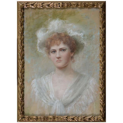 1130 - Follower of Fernand Toussaint - Young Woman in White, indistinctly signed (N H E...), pastel, 65.5 x... 