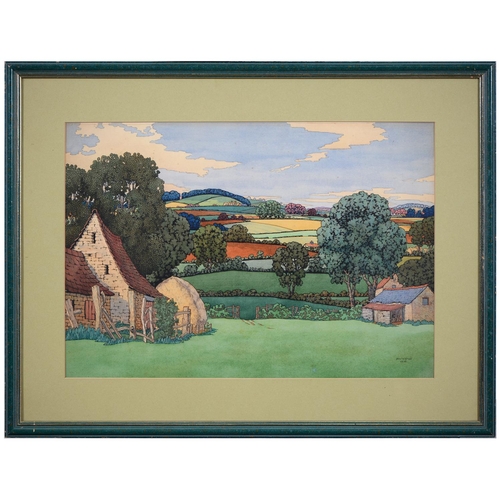 1146 - Dan Watson (1891-1953) - An Extensive Landscape,  signed and dated 1936, pencil and tempera, 33.5 x ... 