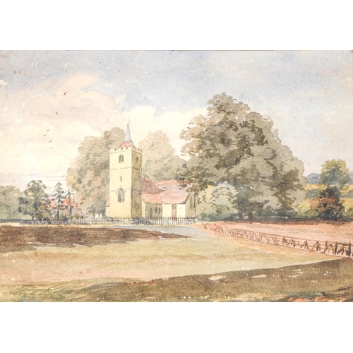 1158 - English School, 19th c - Eastwick Church; Quendon Essex; Entrance to Quendon, a set of three, waterc... 