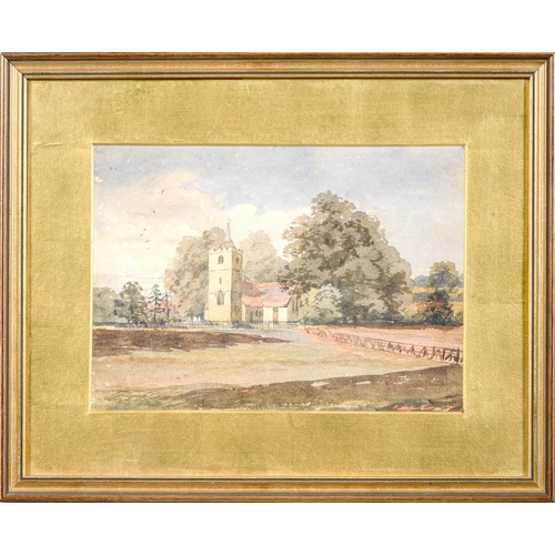 1158 - English School, 19th c - Eastwick Church; Quendon Essex; Entrance to Quendon, a set of three, waterc... 