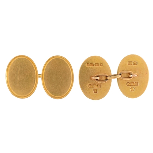 116 - A pair of Victorian 18ct gold cufflinks, 18mm, Chester 1889, 9.6g