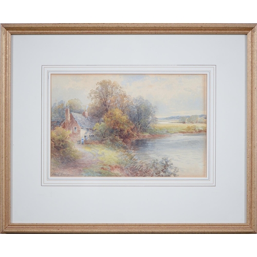 1160 - Frank Gresley (1855-1936) - A Riverside Cottage South Derbyshire, signed, watercolour, 19.5 x 30cm... 