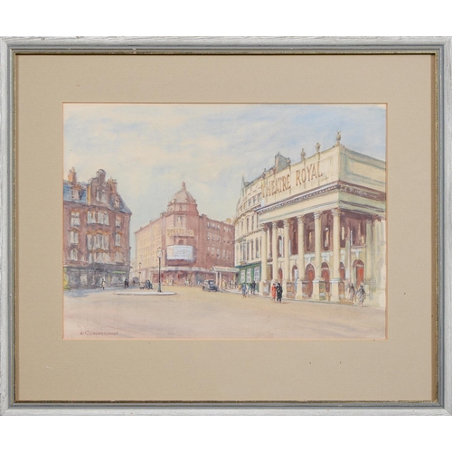 1164 - Walter Richard Washbrooke (1897-1989) - Theatre Square, Nottingham, signed, watercolour, 22 x 30cm a... 