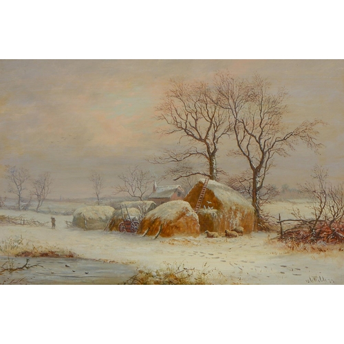 1166 - Charles Wilde (1856-1905) - Winter, signed and dated 1879, oil on canvas, 34 x 52cm