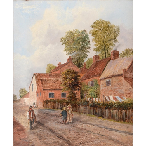 1175 - John Edwards of Nottingham (c1820-1888) Lowdham Village Scene,  signed,  oil on canvas, 60 x 49.5cm... 