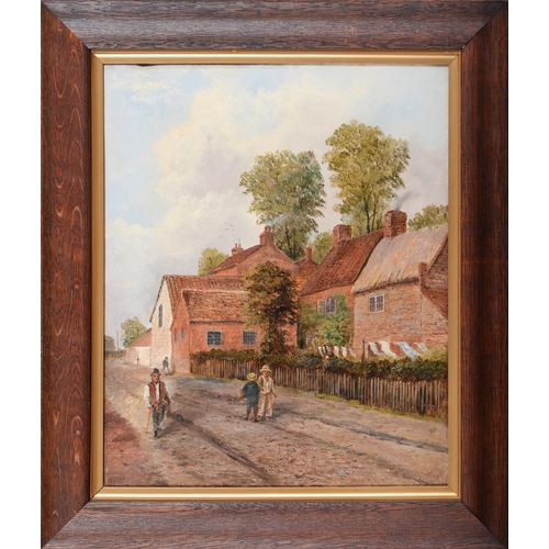 1175 - John Edwards of Nottingham (c1820-1888) Lowdham Village Scene,  signed,  oil on canvas, 60 x 49.5cm... 