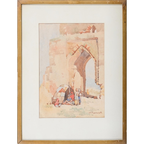 1177 - Mollie Rosalie Molesworth (1907-1935) - Nomads, North India, signed, watercolour, 34 x 24cm... 