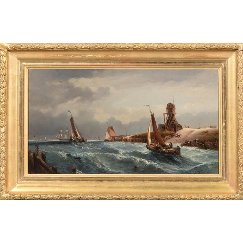 1178 - Andre Foneche (1851-1942) Shipping Scenes,  a pair, both signed,  oil on canvas, 55 x 100cm (2)... 