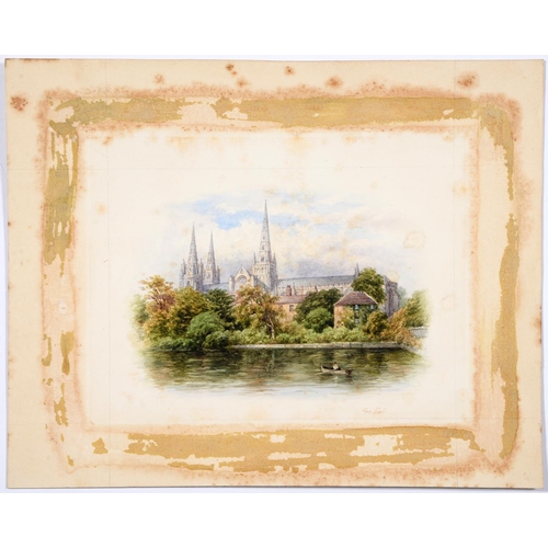 1189 - George Fall (1848-1925) - English Cathedrals, four, all signed, watercolour, 13.5 x 19cm and various... 