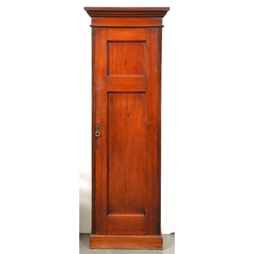 1194 - A Victorian mahogany wardrobe, of unusually narrow proportions, with twin panelled door, 198cm h; 51... 