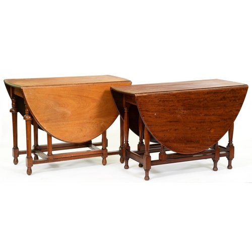 1199 - A mahogany gateleg table and a similar walnut table, c1930,  114 x 151cm and ci