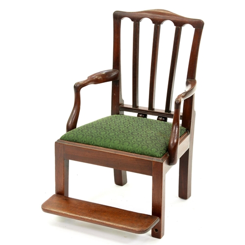 1257 - A George III mahogany child's chair, with shaped arms, detachable foot board, 66cm h... 