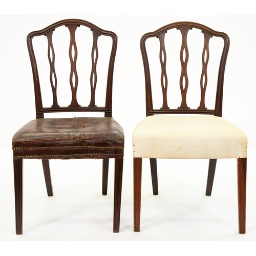 1262 - A pair of George III mahogany dining chairs, with three slender pierced splats