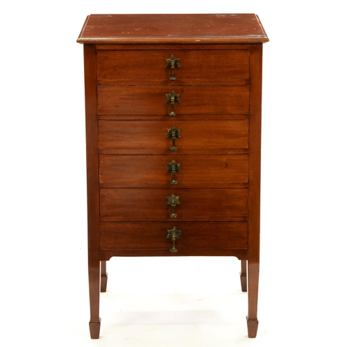 1319 - An Edwardian mahogany music cabinet, panelled sides, 88cm h; 38 x 51cm