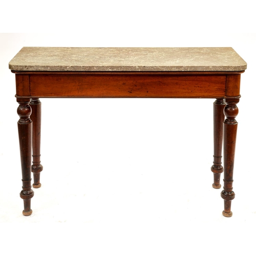 1322 - A Victorian mahogany washstand, with Derbyshire crinoidal limestone slab, on turned legs, 81cm h; 46... 