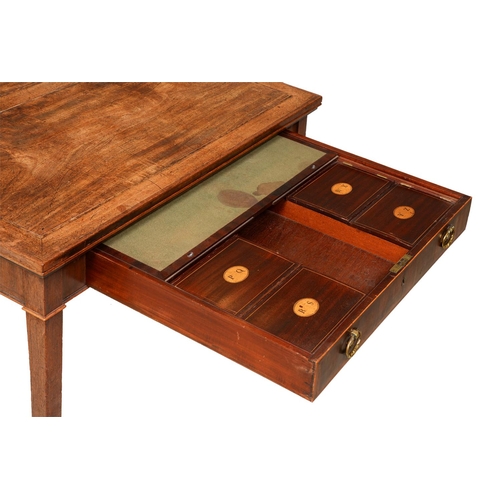 1356 - A George III mahogany Universal Table after a design by Thomas Sheraton, the square top with a draw ... 