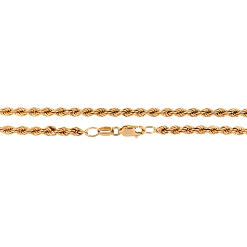 137 - A 9ct gold rope necklace, 46cm l, 16.1g