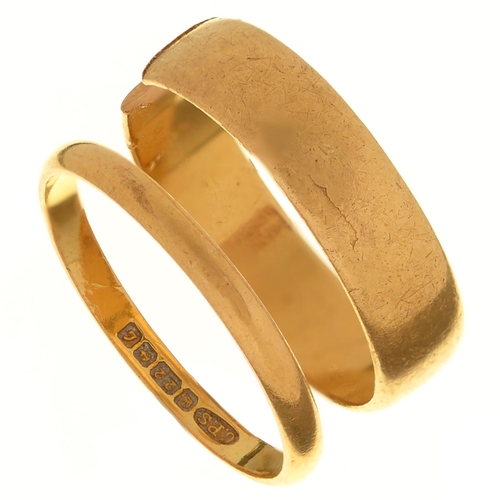 140 - Two 22ct gold wedding rings, 5.9g, one size N