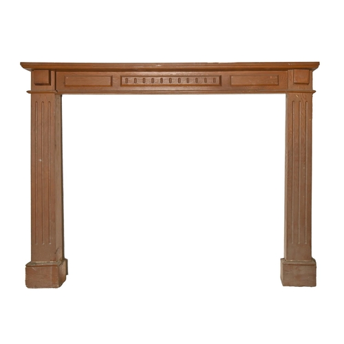 1404 - A pitch pine chimneypiece,   137cm h, 165cm l (104 x 105cm inner)