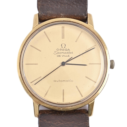 162 - An Omega 18ct gold self-winding gentleman's wristwatch, Ref BA165008, 34mm diam, leather strap and m... 