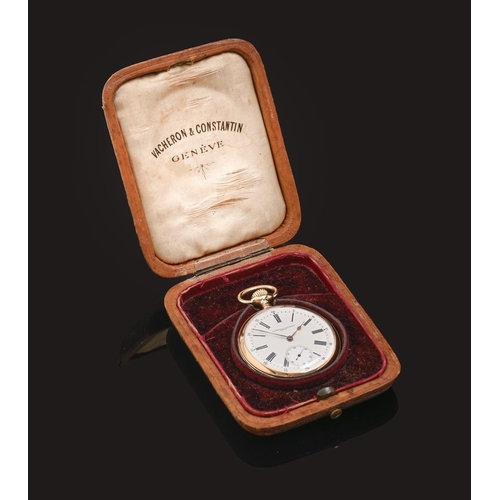 170 - A Vacheron & Constantin 14ct gold keyless lever watch, No 322123, with enamel dial and gold cuve... 