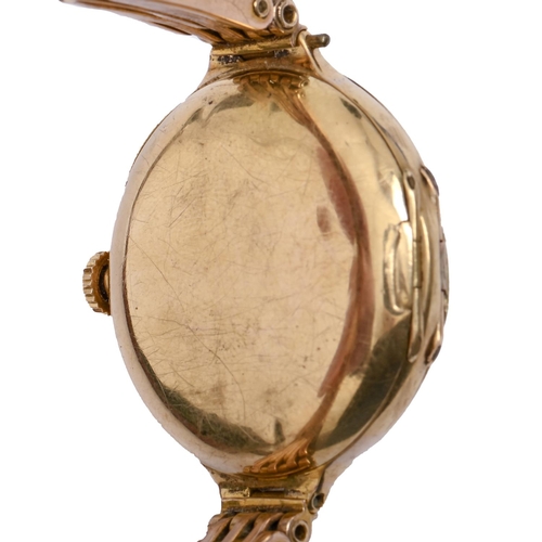 173 - A Longines gold half hunting cased lady's wristwatch, early 20th c, gold cuvette, 30mm diam, marked ... 