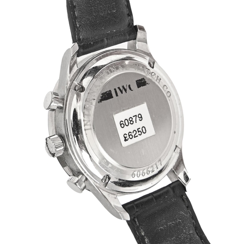 211 - An International Watch Co stainless steel self-winding gentleman's chronograph, 41mm diam, black lea... 