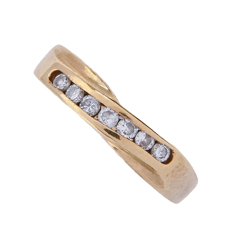 234 - A diamond crossover ring, in 18ct gold, 4.2g, size M