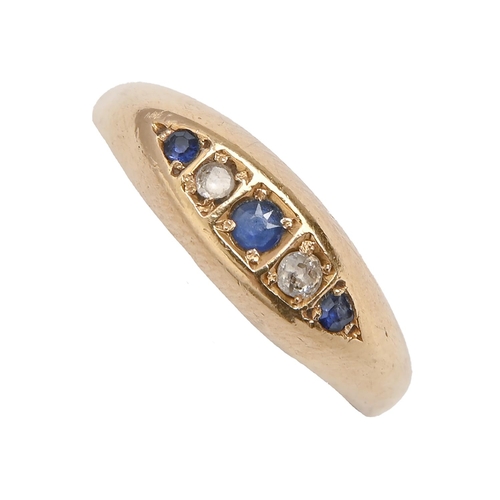 244 - A diamond and blue paste ring, in 18ct gold, Birmingham 1916, 2g, size L