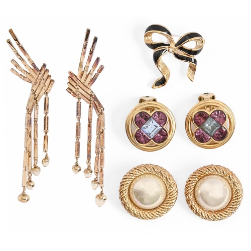 292 - Costume jewellery. Christian Dior - miscellaneous costume jewellery, including enamel and purple pas... 